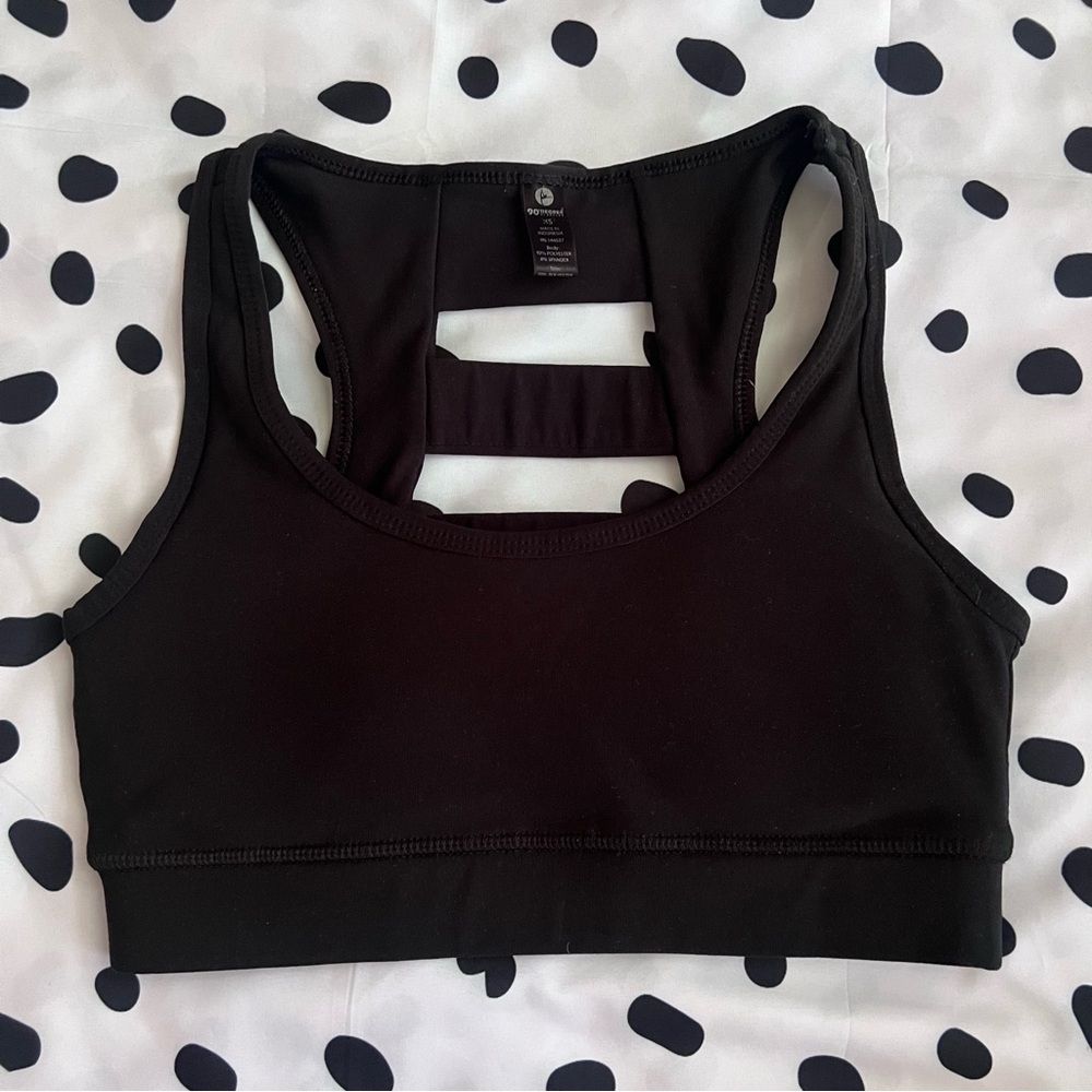 Black racer back sports bra